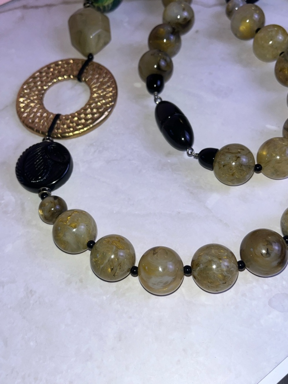 Vintage Angela Caputi Long Resin Necklace RARE HTF - Picture 3 of 15